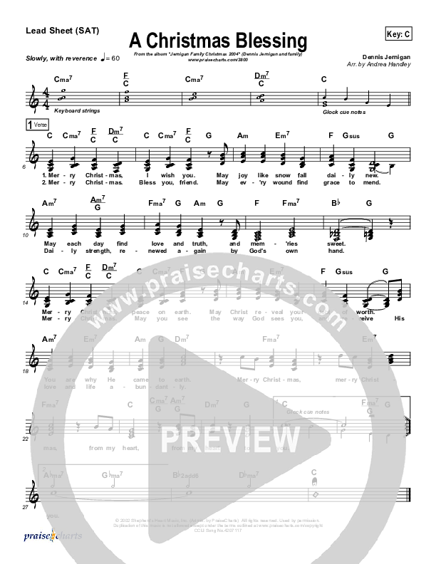 A Christmas Blessing Lead Sheet (Dennis Jernigan)