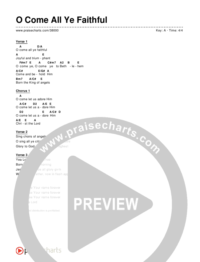 Chris Tomlin O Come All Ye Faithful Chord Chart