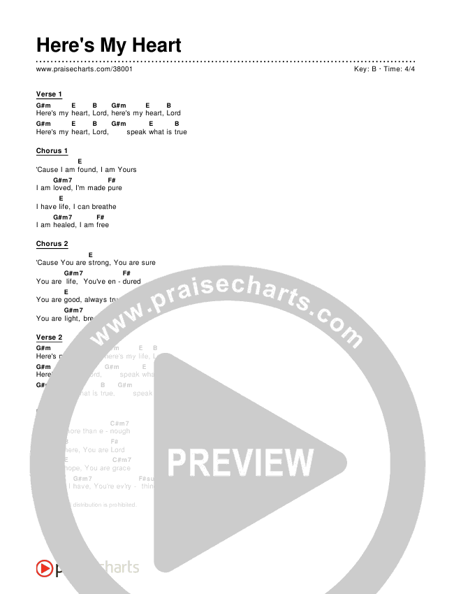 Here's My Heart (Simplified) Chords PDF () PraiseCharts