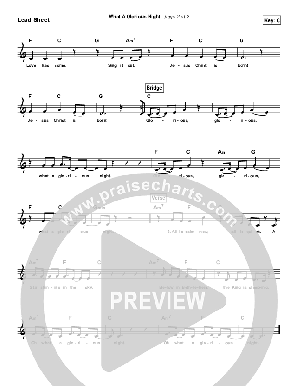 What A Glorious Night (Simplified) Lead Sheet (Sidewalk Prophets)