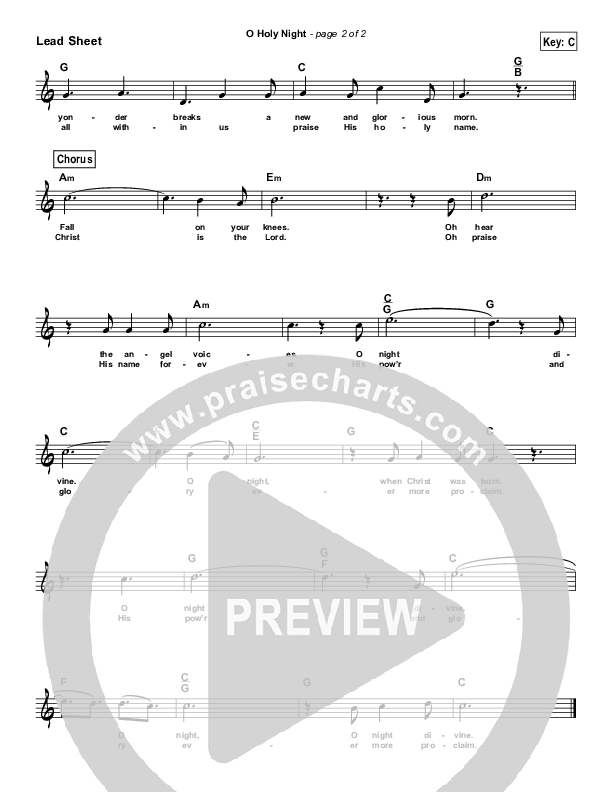 O Holy Night (Simplified) Lead Sheet (Chris Tomlin)