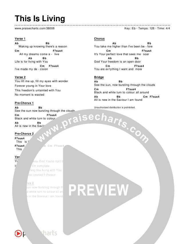 This Is Living  (Simplified) Chord Chart ()
