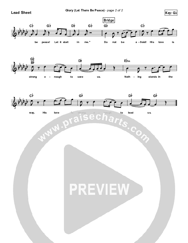 Glory (Let There Be Peace) (Simplified) Lead Sheet ()