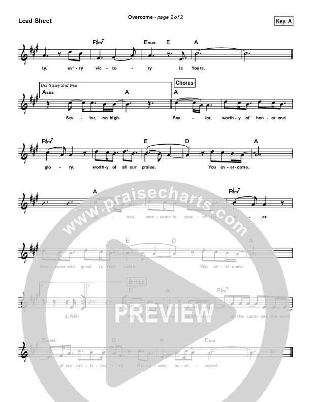 Overcome (Simplified) Lead Sheet (New Life Worship)