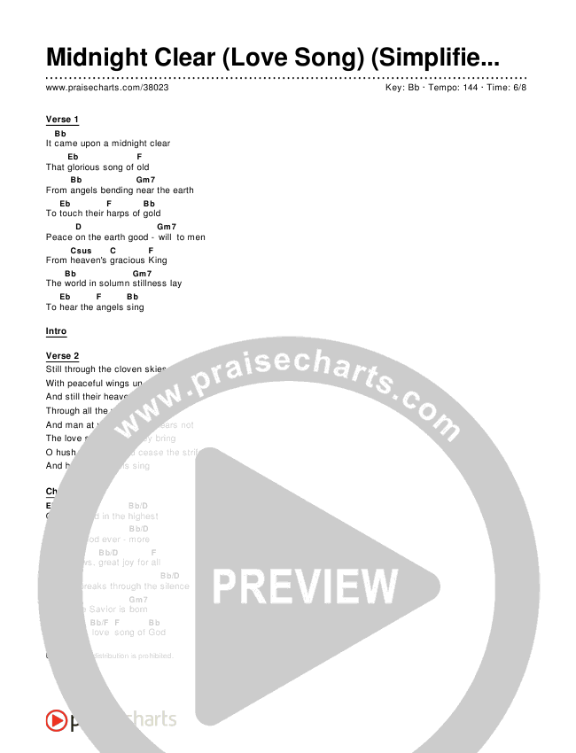 Midnight Clear (Love Song) (Simplified) Chord Chart ()