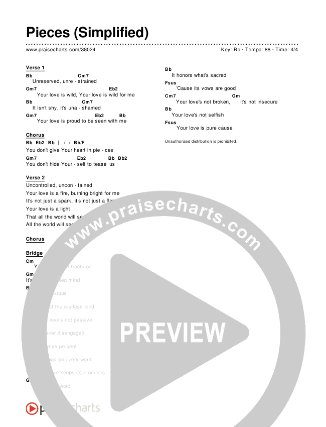 Pieces (Simplified) Chord Chart ()