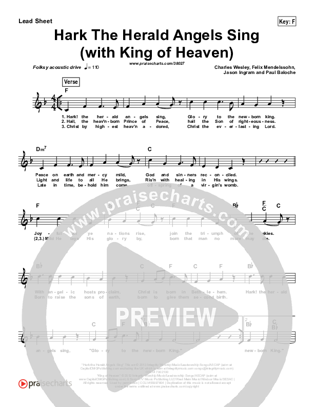Hark The Herald (with King Of Heaven) (Simplified) Lead Sheet ()