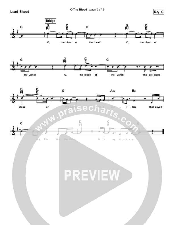 O The Blood (Simplified) Lead Sheet ()