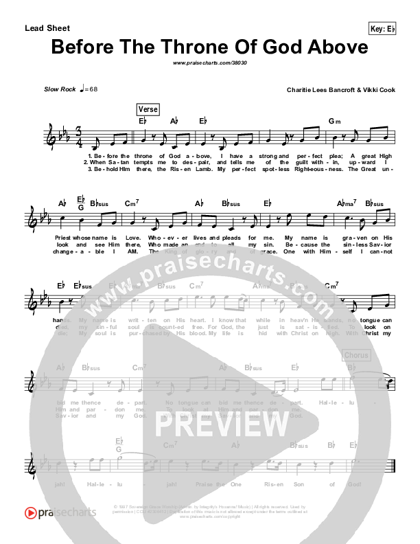 Before The Throne Of God Above (Simplified) Lead Sheet (Sovereign Grace)