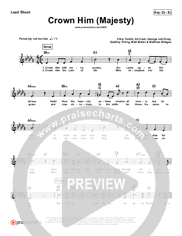 Crown Him (Majesty) (Simplified) Lead Sheet ()