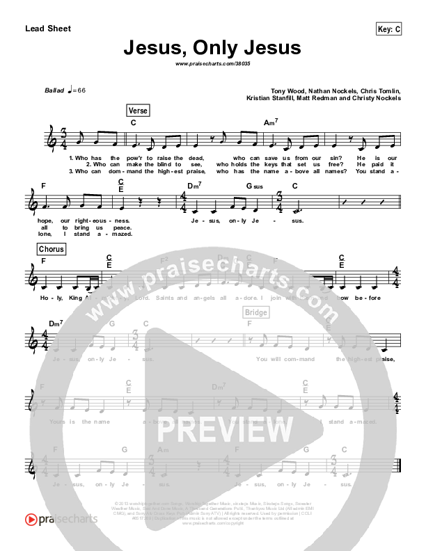 Jesus Only Jesus (Simplified) Lead Sheet ()