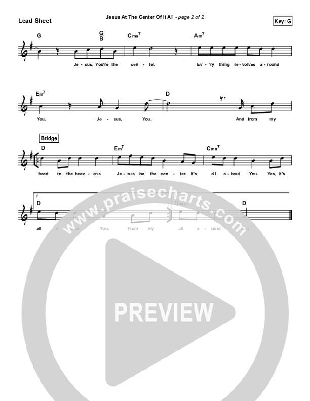 Jesus At The Center Of It All (Studio) (Simplified) Lead Sheet ()