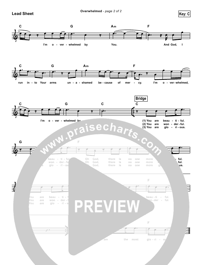 Overwhelmed (Simplified) Sheet Music PDF () - PraiseCharts