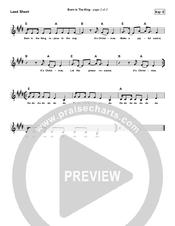 Born Is The King (It's Christmas) (Simplified) Lead Sheet ()