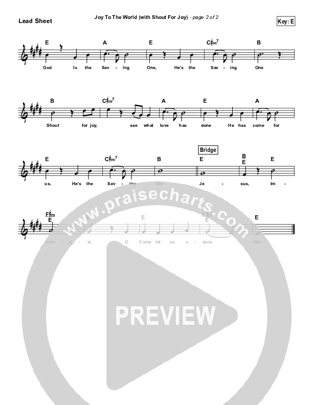 Joy To The World (with Shout For Joy) (Simplified) Lead Sheet (Paul Baloche)
