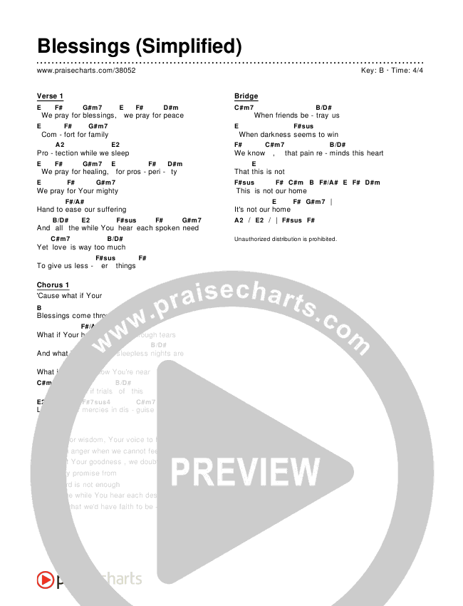 Blessings (Simplified) Chords - Laura Story | PraiseCharts
