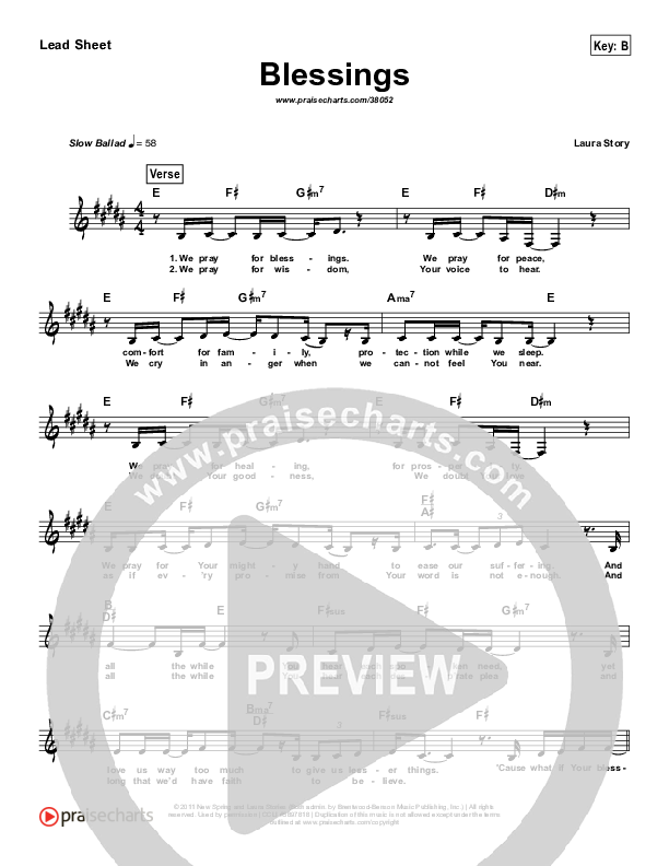 Blessings (Simplified) Lead Sheet (Laura Story)
