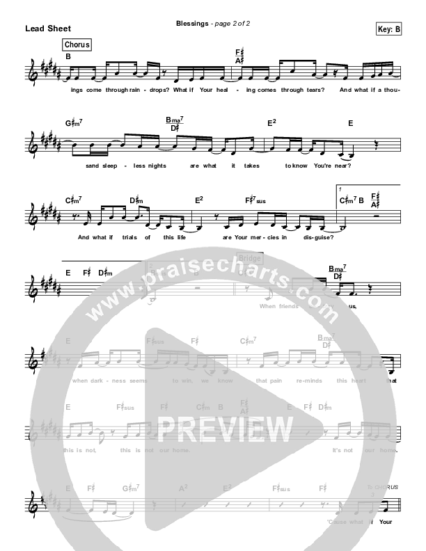 Blessings (Simplified) Lead Sheet (Laura Story)