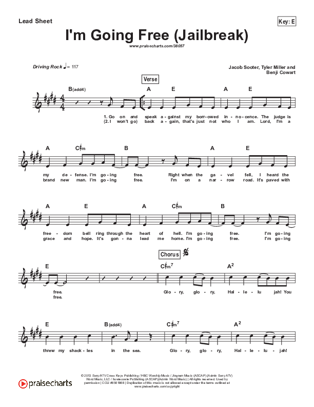 I'm Going Free (Jailbreak) (Simplified) Lead Sheet ()