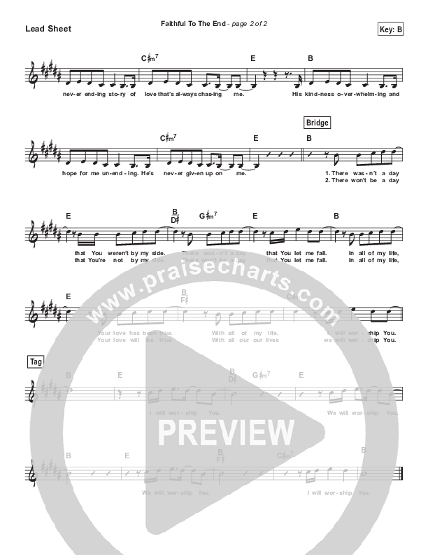 Faithful To The End (Simplified) Lead Sheet ()