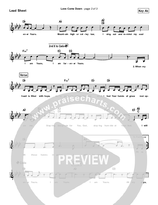 Love Came Down (Simplified) Lead Sheet (Bethel Music)
