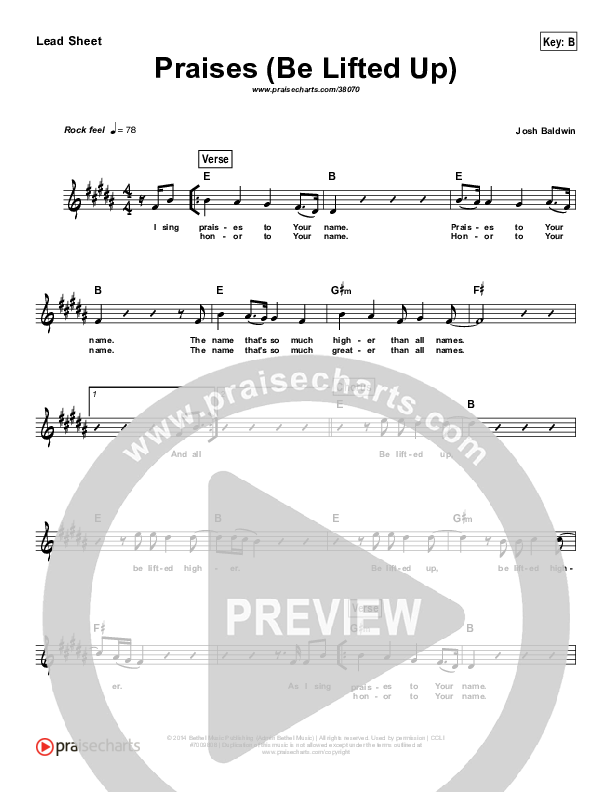 Praises (Be Lifted Up) (Simplified) Lead Sheet ()