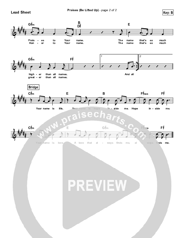 Praises (Be Lifted Up) (Simplified) Lead Sheet ()