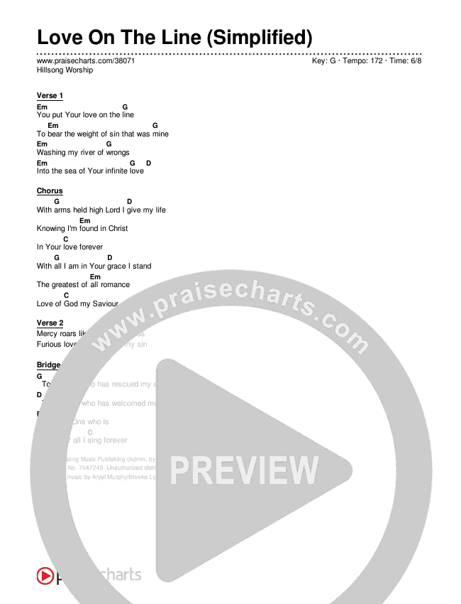 Love On The Line (Simplified) Chord Chart ()