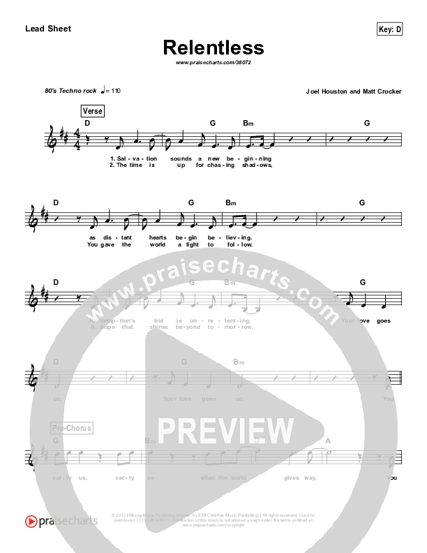 Relentless (Simplified) Lead Sheet ()