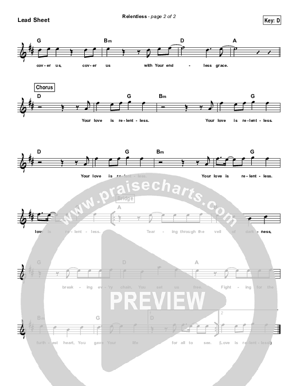 Relentless (Simplified) Lead Sheet ()