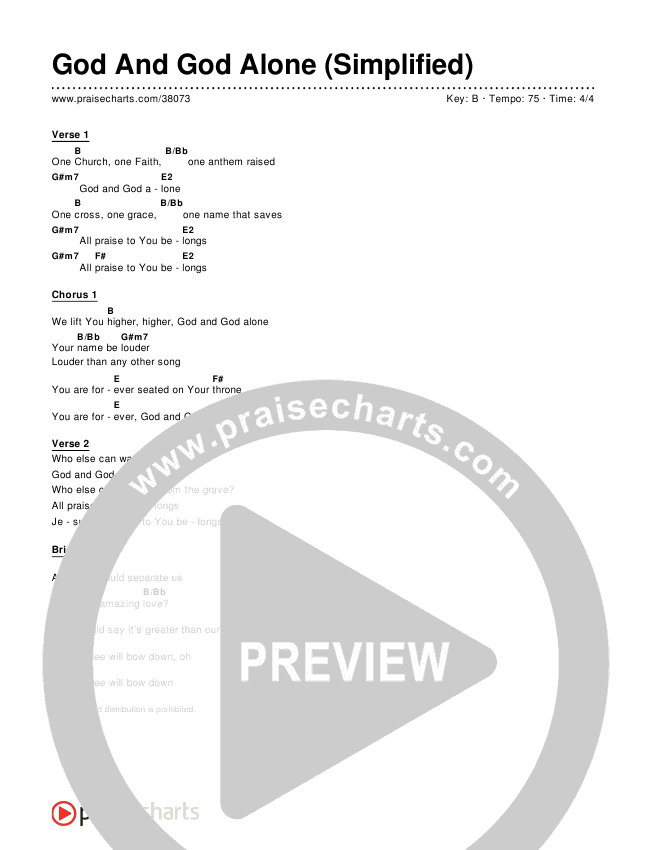God And God Alone (Simplified) Chord Chart ()