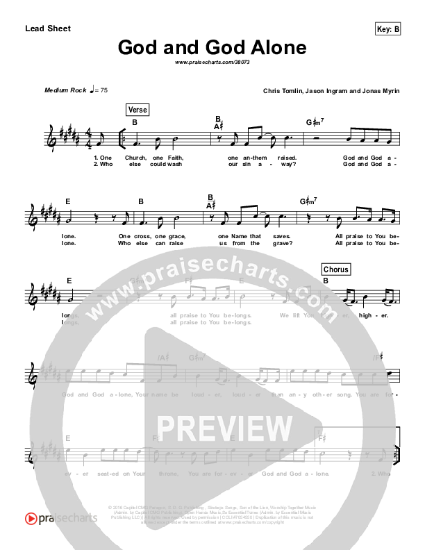 God And God Alone (Simplified) Lead Sheet ()