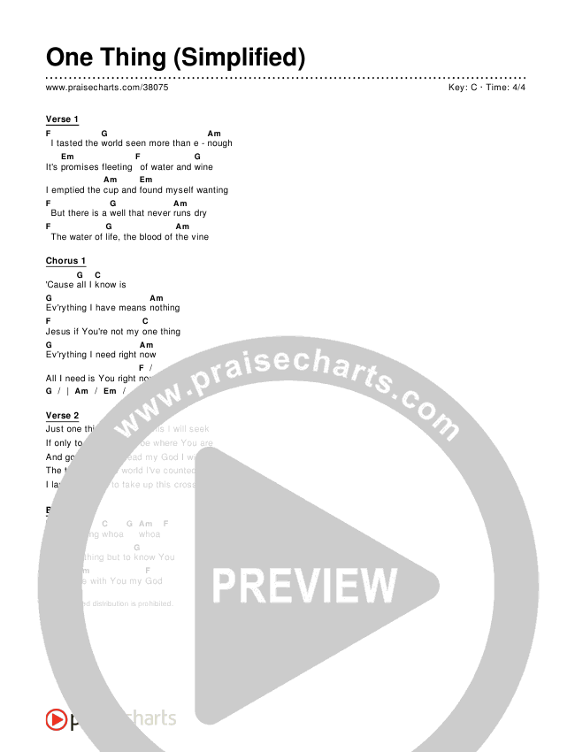 One Thing (Simplified) Chord Chart ()