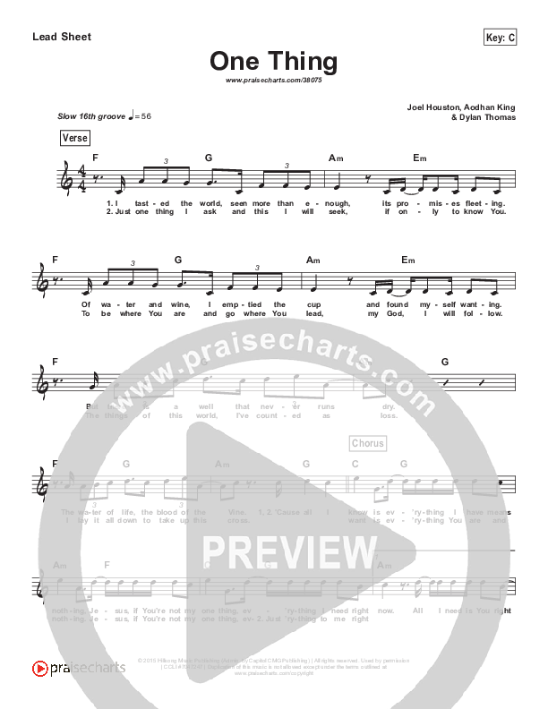 One Thing (Simplified) Lead Sheet (Melody) ()