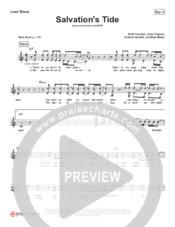 Salvation's Tide (Simplified) Lead Sheet (Melody) ()