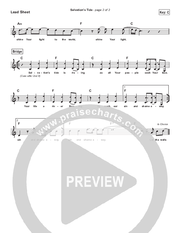 Salvation's Tide (Simplified) Lead Sheet (Melody) ()
