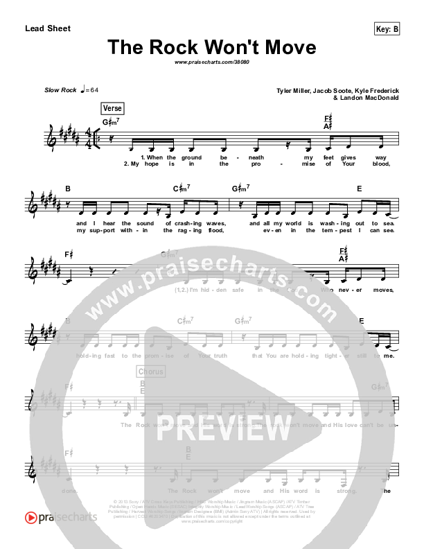 The Rock Won't Move (Simplified) Lead Sheet ()