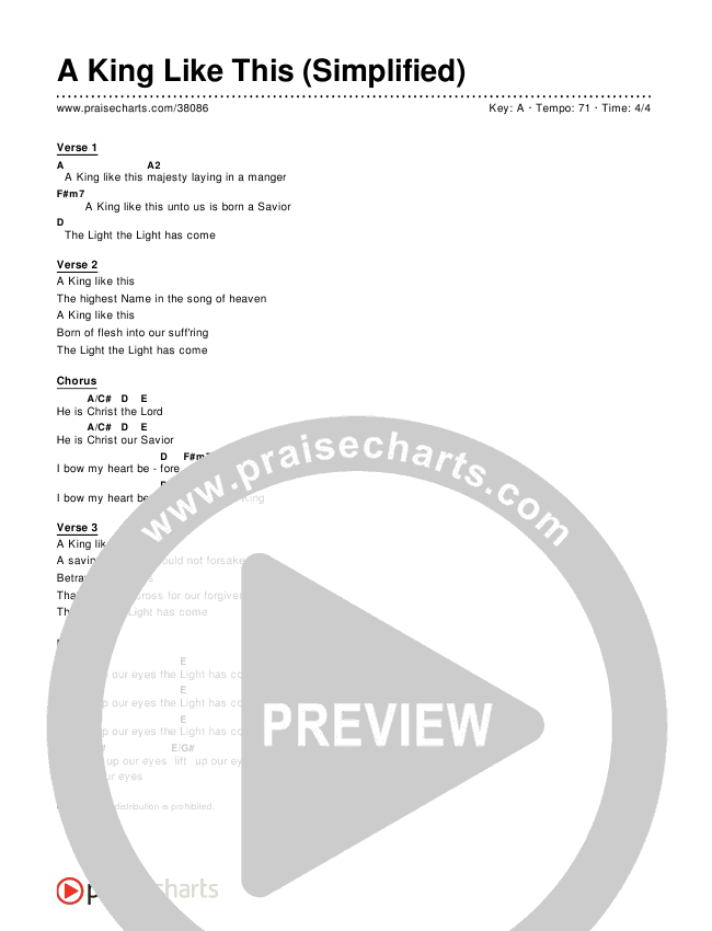 A King Like This (Simplified) Chord Chart ()