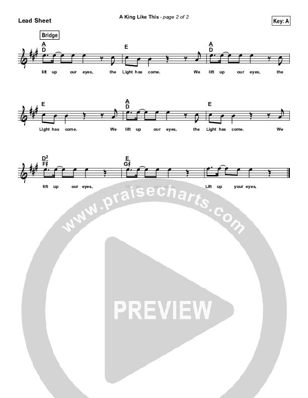 A King Like This (Simplified) Lead Sheet ()