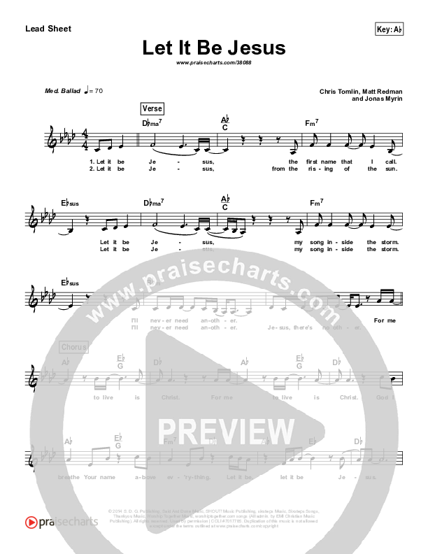Let It Be Jesus (Simplified) Lead Sheet ()
