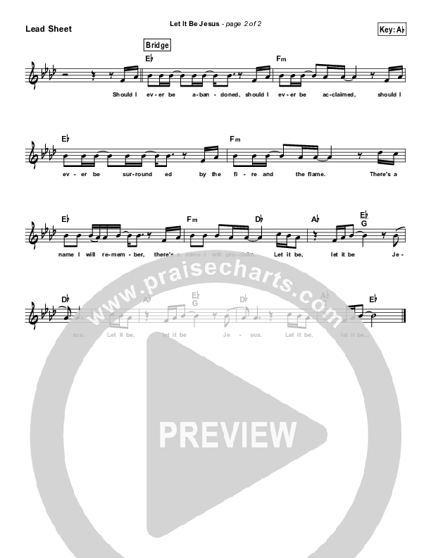 Let It Be Jesus (Simplified) Lead Sheet ()