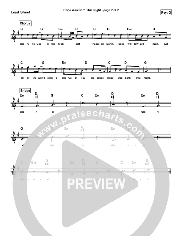 Hope Was Born This Night (Simplified) Lead Sheet ()