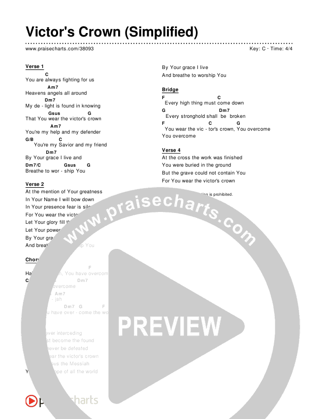 Victor's Crown (Simplified) Chords PDF () PraiseCharts