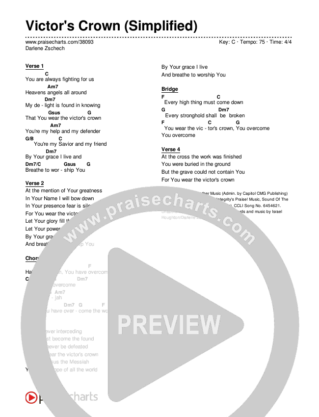 Victor's Crown (Simplified) Chord Chart ()