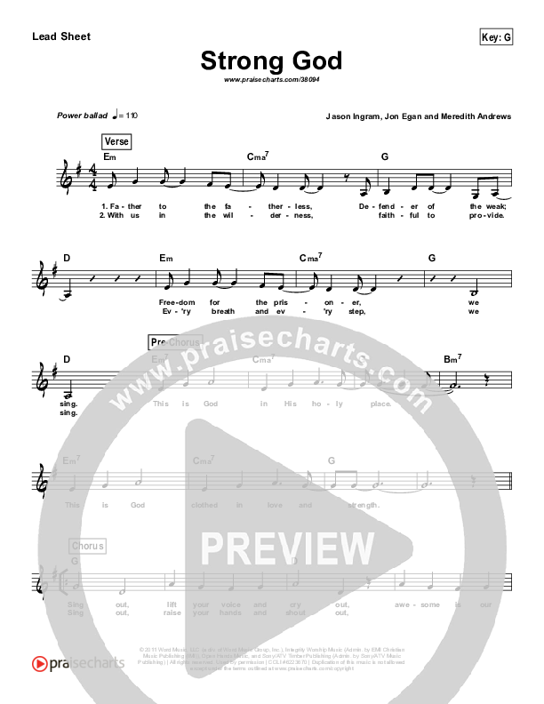 Strong God (Simplified) Lead Sheet (Melody) ()