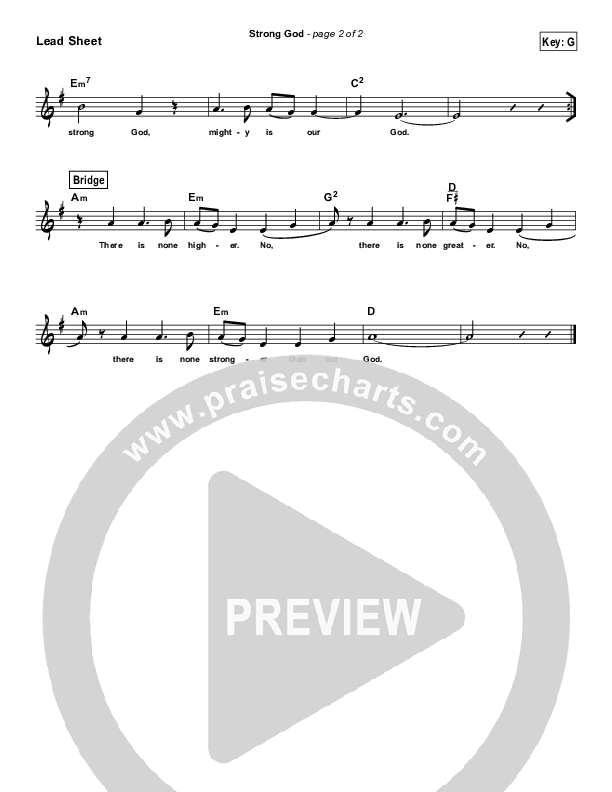 Strong God (Simplified) Lead Sheet (Melody) ()