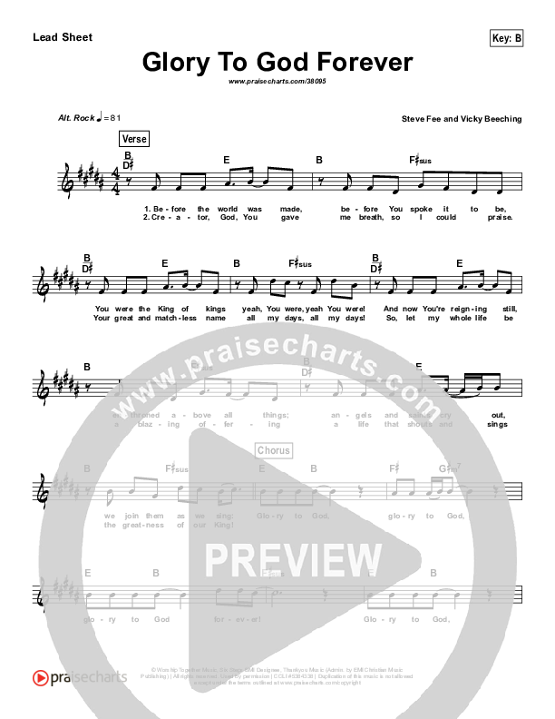 Glory To God Forever (Simplified) Lead Sheet ()