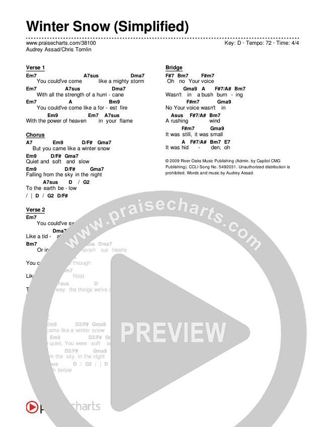 Winter Snow (Simplified) Chord Chart ()