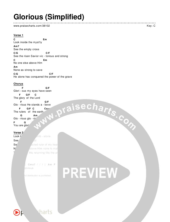 Glorious (Simplified) Chord Chart (Paul Baloche)