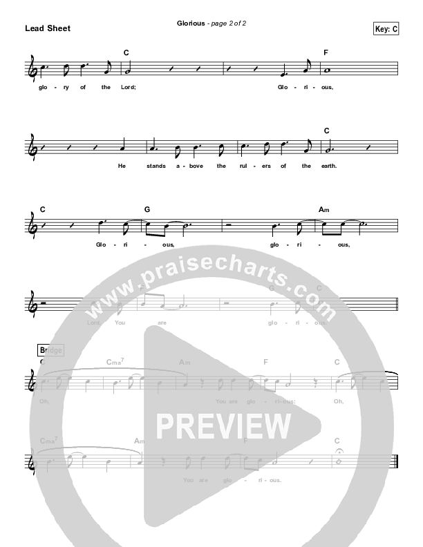 Glorious (Simplified) Lead Sheet (Paul Baloche)